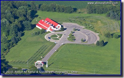 Aerial photograph of the J.M. Smucker Company Store and Cafe in Orrville, OH